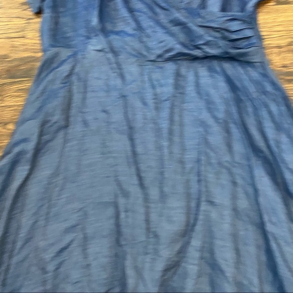 Jessica London Blue Vintage Boho Y2K V-Neck Chambray Fit & Flare Dress - Picture 3 of 10